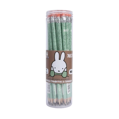 Олівець графітний круглий з гумкою Miffy з фольгою, туба 36шт/уп., 280691 YES