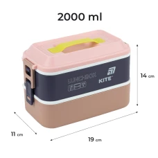 Ланчбокс подвійний з наповненням 2000 мл, бежевий K25-1184-1 Kite