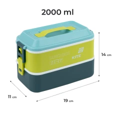 Ланчбокс подвійний з наповненням 2000 мл, синій K25-1184-2 Kite
