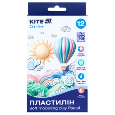 Пластилін восковий, 12 кольорів, 200 г. Kite Creative Pastel K-086-P