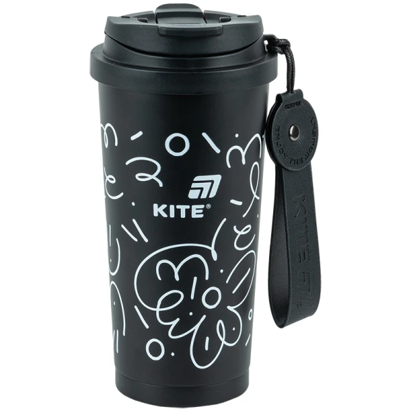 Термокружка 550 мл, чорна, K25-1226-1 Kite