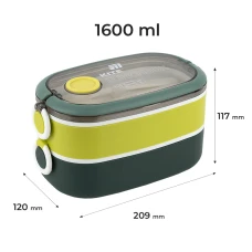 Ланчбокс подвійний з наповненням 1600 мл, зелений K25-1181-3 Kite