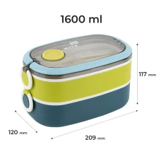 Ланчбокс подвійний з наповненням 1600 мл, синій K25-1181-2 Kite