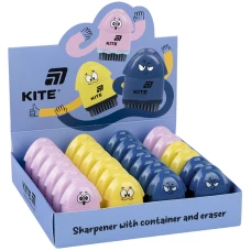 Точилка з контейнером та гумкою Faces, асорті, K25-365 Kite