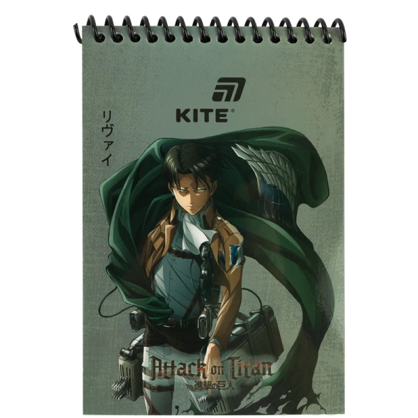Блокнот пласт обкл., спіраль А6, 48арк., нелінований Attack on Titan AT26-196 Kite