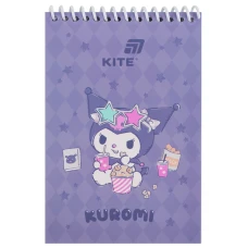 Блокнот пласт обкл., спіраль, А6, 48арк., нелінований Kuromi HK26-196-2 Kite