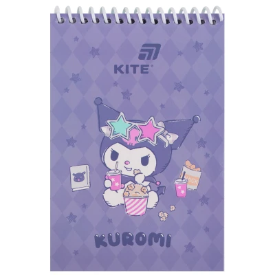 Блокнот пласт обкл., спіраль, А6, 48арк., нелінований Kuromi HK26-196-2 Kite