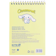 Блокнот пласт обкл., спіраль, А6, 48арк., нелінований Cinnamoroll CR26-196 Kite