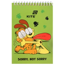 Блокнот пласт обкл., спіраль, А6, 48арк., нелінований Garfield GF26-196 Kite