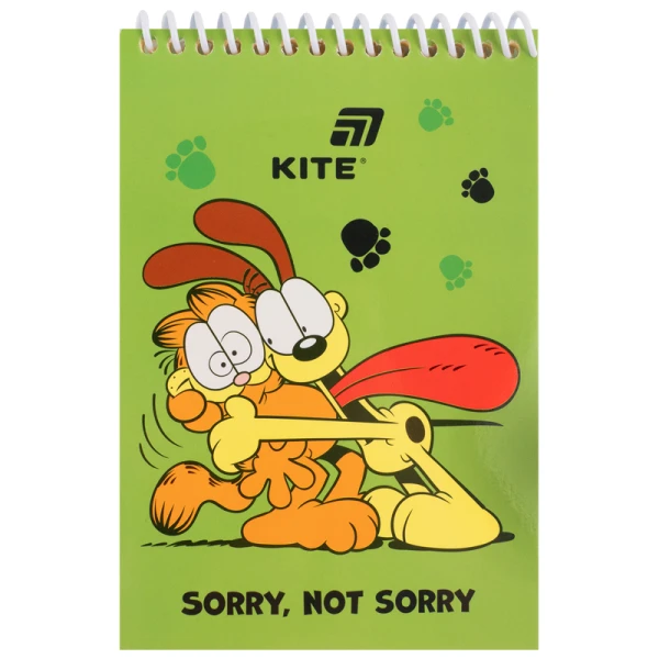Блокнот пласт обкл., спіраль, А6, 48арк., нелінований Garfield GF26-196 Kite