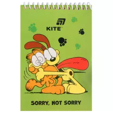 Блокнот пласт обкл., спіраль, А6, 48арк., нелінований Garfield GF26-196 Kite