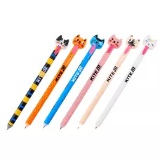 Ручка гелева автоматична пиши-стирай Cats, синя, K25-027 Kite