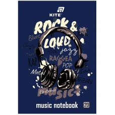 Зошит для нот А4, 20арк, Rock&Loud K26-404 Kite