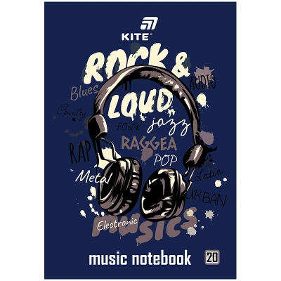 Зошит для нот А4, 20арк, Rock&Loud K26-404 Kite