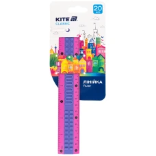 Лінійка пластикова 20см Kite Classic, рожево-фіолетова, K-1268-1