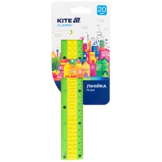 Лінійка пластикова 20см Kite Classic, зелено-жовта, K-1268-3
