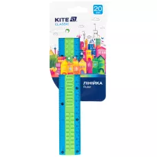 Лінійка пластикова 20см Kite Classic, синьо-зелена, K-1268-4