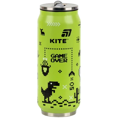 Термочашка з трубочкою, 500мл, Game over K25-1264-1 Kite