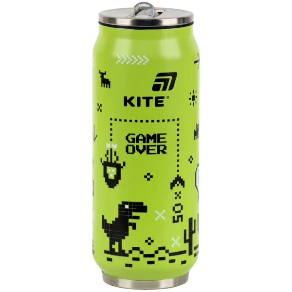 Термочашка з трубочкою, 500мл, Game over K25-1264-1 Kite