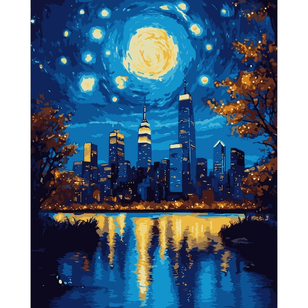 Картина за номерами SANTI "Чарівне місто", 40*50см, LED підсвітка, 956651