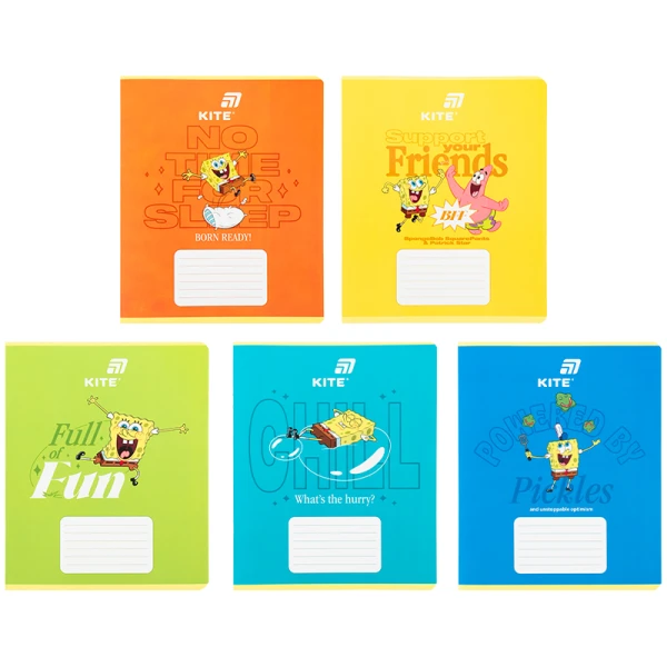 Зошит 18 арк., клітинка, софт тач + УФ лак об'ємний, Sponge Bob SB26-236 Kite