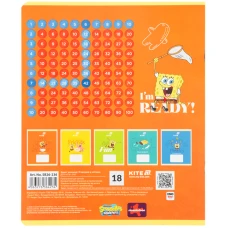 Зошит 18 арк., клітинка, софт тач + УФ лак об'ємний, Sponge Bob SB26-236 Kite