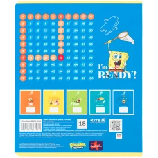 Зошит 18 арк., клітинка, софт тач + УФ лак об'ємний, Sponge Bob SB26-236 Kite