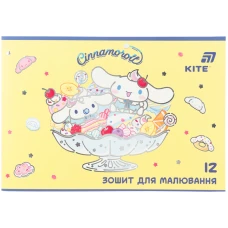 Зошит для малювання, 12 арк., скоба, гібр. лак + УФ лак, Cinnamoroll CR26-241 Kite