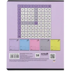 Зошит 18 арк., клітинка, софт тач + УФ лак, Kite One color K26-236-1