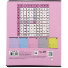 Зошит 18 арк., клітинка, софт тач + УФ лак, Kite One color K26-236-1