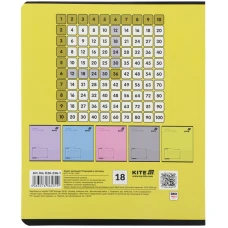 Зошит 18 арк., клітинка, софт тач + УФ лак, Kite One color K26-236-1
