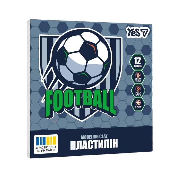 Пластилін YES Football, кор., стек, 12 кол, 240г, 540714