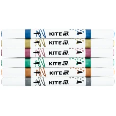 Маркери акрилові двосторонні, 6шт. металік Kite Creative K-1294