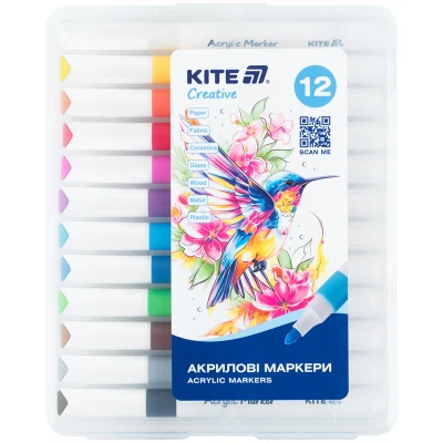 Маркери акрилові Jumbo, 12шт. Kite Creative K-1290