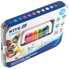 Маркери акрилові з рідкими чорнилами, 12шт. Kite Creative K-1161