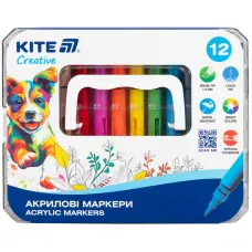 Маркери акрилові з рідкими чорнилами, 12шт. Kite Creative K-1161