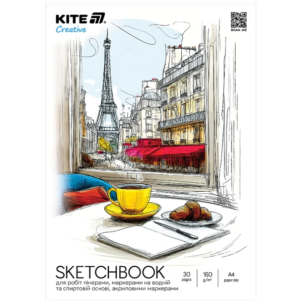 Скетчбук для робіт маркерами, A4, 30 арк., Kite Creative K-1281