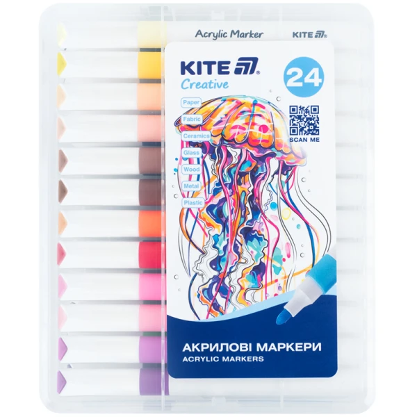 Маркери акрилові Jumbo, 24шт. Kite Creative K-1291