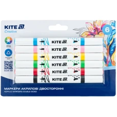 Маркери акрилові двосторонні, 6шт. Kite Creative K-1293