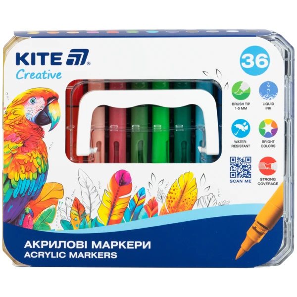 Маркери акрилові з рідкими чорнилами, 36шт. Kite Creative K-1163