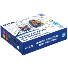 Фарби акрилові для тканини, 12 кольорів, 20 мл,Kite Creative K-276