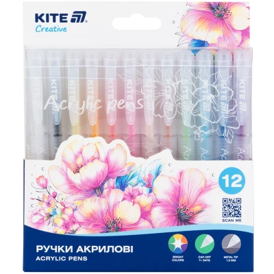 Ручки акрилові, набір 12шт. Kite Creative K-1295