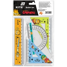Набір: лінійка 15 см, 2 косінця, транспортир, з принтом Garfield GF26-282 Kite