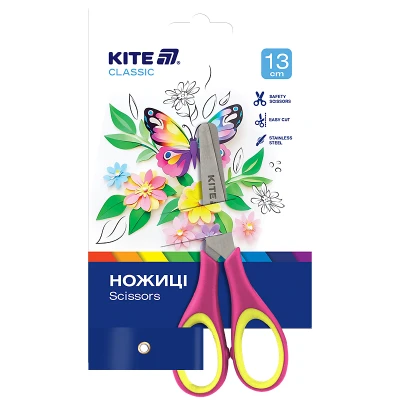 Ножиці дитячі з гум. вставками, 13см. Kite Classic K-123-1