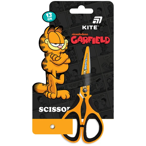 Ножиці дитячі з гум. вставками, малюнок на лезах, 13см. Garfield GF26-148 Kite