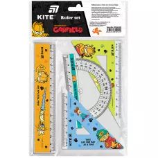 Набір: лінійка 15 см, 2 косінця, транспортир, з принтом Garfield GF26-282 Kite