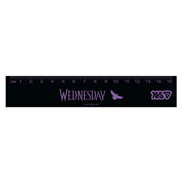 Лінійка пластикова, 15см. з нанесенням "Wednesday", 370713 YES