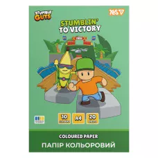 Папір кольоровий односторонній YES Stumble Guys, 20 аркушів, А4, скоба, 955497