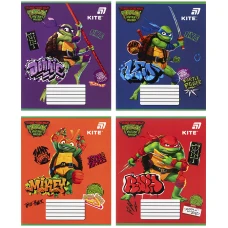 Зошит 12 арк., коса, софт тач + УФ лак, Ninjia Turtles NT26-235 Kite
