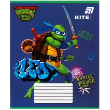 Зошит 12 арк., коса, софт тач + УФ лак, Ninjia Turtles NT26-235 Kite